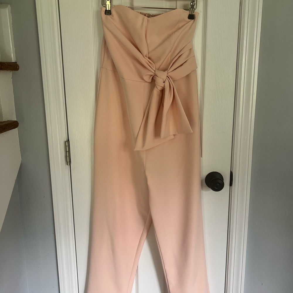 ASOS Peach Strapless Jumpsuit with Bow Detail